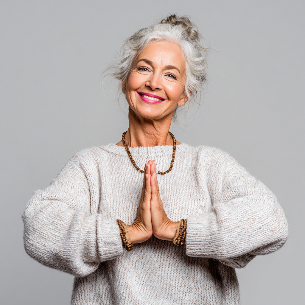 Group of diverse Ukrainian adults of various ages practicing yoga together in a bright studio space, showing focused concentration and peaceful expressions